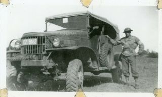 Org Wwii Photo: American Gi’s With Large Truck