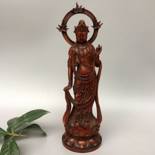 Collectable Qianlong Years Antique Boxwood Hand Carve Bring Luck Buddhism Statue