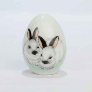 Vintage Estate Herend Porcelain Egg W Rabbits Pattern No 15250 - Pc
