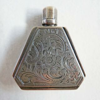 Antique Perfume Bottle 935 Sterling Silver Art Deco 1920s Hand Engraved Paisley