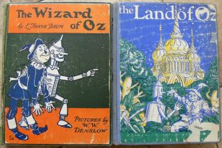 2 Vintage L.  Frank Baum Books The Wizard Of Oz,  The Land Of Oz