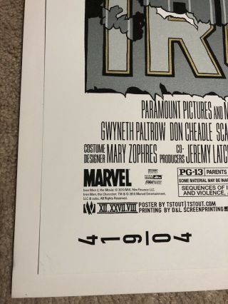 Tyler Stout Iron Man 2 Variant Poster Rare Signed Edition of 130 Mondo Print 9