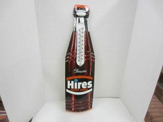 Vintage Hires Root Beer Metal Bottle Thermometer 29 " Tall Advertising