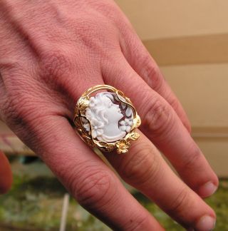Vintage Cameo Ring Size 8 Adjustable Hand Made Eternity