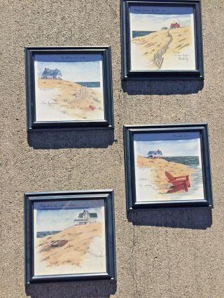 Vintage Set Of 4 Framed Art Prints D Morgan ▬ Beach House Nautical Decor ❤️m17