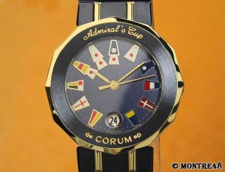 Corum Admirals Cup Rare 18k Gold And Ss 2010 Ladies 27mm Dress Watch Al216