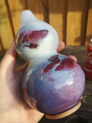 Chinese Blue Abd Oxblood Sang De Boeuf Double Gourd Vase
