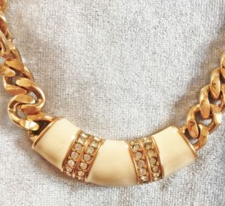 Swarovski Sal Enamel/rhinestone Necklace At Designer Signed Vintage Jewelry