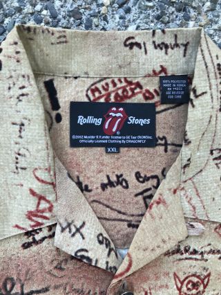 Vintage Rolling Stones Mens Button Up Shirt Size XXL Album BEGGARS BANQUET 7 4