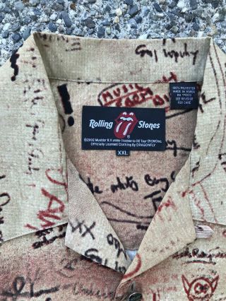 Vintage Rolling Stones Mens Button Up Shirt Size XXL Album BEGGARS BANQUET 7 5