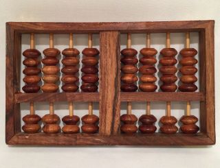 Vintage Lotus - Flower Brand Wood Abacus Peoples Republic Of China 9 Rods 63 Beads 2