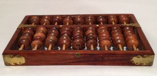 Vintage Lotus - Flower Brand Wood Abacus Peoples Republic Of China 9 Rods 63 Beads 3