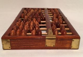 Vintage Lotus - Flower Brand Wood Abacus Peoples Republic Of China 9 Rods 63 Beads 7