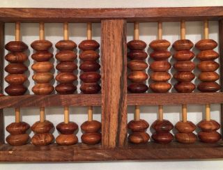Vintage Lotus - Flower Brand Wood Abacus Peoples Republic Of China 9 Rods 63 Beads 9