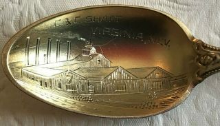 C & C Shaft Virginia City Nevada Engraved Sterling Silver Souvenir Spoon C.  1905