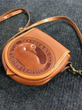 Dooney & Bourke Vintage Small Crossbody Large Duck Pebbled Leather Purse Brown