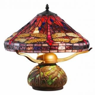 Tiffany Style Lamp Table Light Reading Stained Glass Vintage Mosaic Accent Desk
