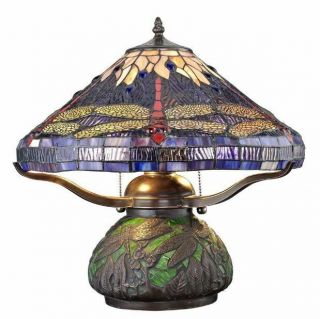 Tiffany Style Lamp Table Light Reading Stained Glass Vintage Mosaic Accent Desk 2