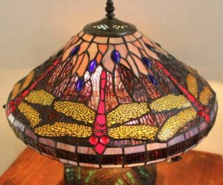 Tiffany Style Lamp Table Light Reading Stained Glass Vintage Mosaic Accent Desk 4