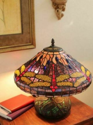 Tiffany Style Lamp Table Light Reading Stained Glass Vintage Mosaic Accent Desk 5