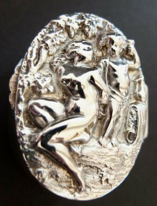 Antique 1886 Sterling Silver Repousse Trinket Box Made By George Fox London