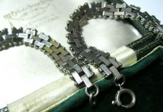 Vintage Antique Art Deco Jakob Bengel Chrome Brickwork Necklace For Repair 6