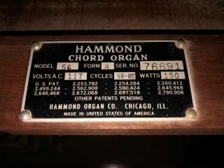 Vintage Hammond Chord Organ S6 - Local Pick Up Only - Prescott,  AZ 2
