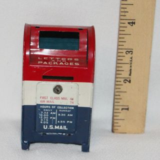 Vintage Red,  White&blue Us Mail Tin Metal Box - Postal Toy Piggy Bank - Made In Japan