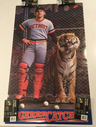 Vintage Lance Parrish Nike Poster " Tigerrr Catcher " Nos 22 X 36