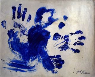 Vintage Abstract Canvas Signed Yves Klein,  Modern Old 20th Century Art