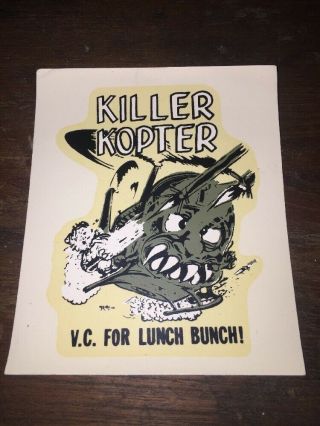 1967 Vintage Ed Roth Decal Us Marines Army Vietnam War Helicopter