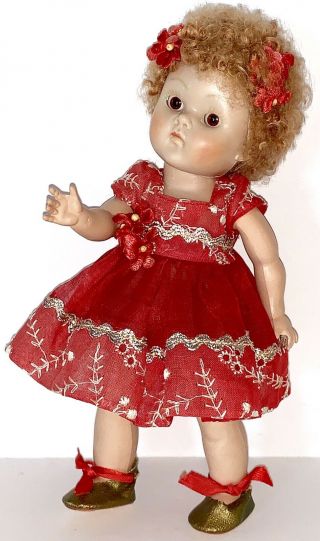 Vintage Vogue 1952 - Strung ‘Candee’ GINNY Doll With Reddish Caracul Wig - VHTF 3