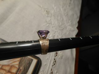 14K YELLOW GOLD 4 CT SYNTHETIC VIOLET/SMOKY BLUE COLOR CHANGE ALEXANDRITE RING 5