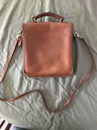 Vintage COACH Willis Brown Leather CrossBody Messenger Satchel Purse Bag 6