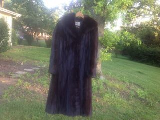 Schinmel Authentic Mink Fur Coat Dark Chocolate Color Flare Sleeve Size M - L