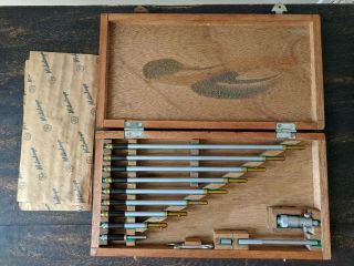 Vintage Mitutoyo 141 - 133 Ims - 12 " Depth Micrometer Wooden Box Made In Japan