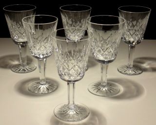 6 Vintage Waterford Crystal Lismore White Wine Glasses 5 1/2 " Made In Ireland