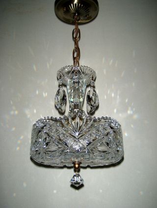 Stunning Vintage Crystal Shade Prism Chandelier Glass Ceiling Lamp Light Fixture