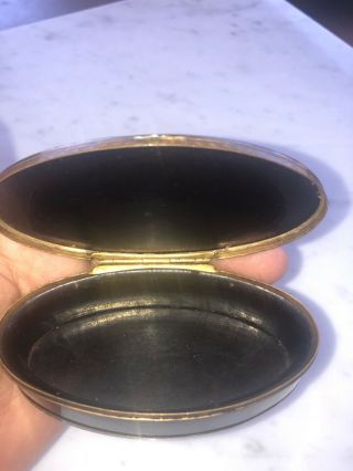 Rare 18th century antique horn snuff patch box silver inlay napoleonic era 1799 6