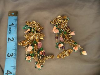 Collectable Couture Lunch At The Ritz Garden Club Moth Rose Clip On Earrings