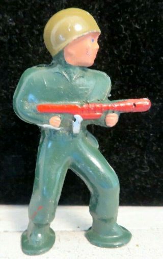 Barclay Lead Toy Pod Foot Soldier Charging Tommy Gun In Green B - 242 Near