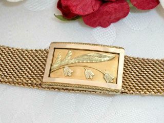 LOVELY C1885 ANTIQUE VICTORIAN 10K GOLD GF ADJUSTABLE MESH CHAIN BRACELET 3