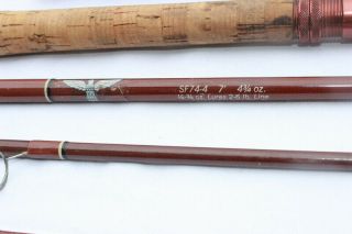 Vintage Fenwick Feralite SF74 - 4 Voyageur 4 Piece Combination Fly/Spinning Rod 3