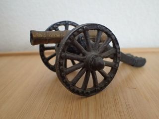 Cast Iron & Brass Miniature Cannon Tourist Souvenir Or Toy
