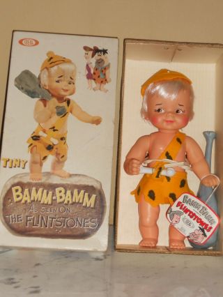 Vintage Tiny Bamm Bamm Pebbles Flintstones Guy Doll Ideal Mib