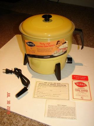 Vintage Mirro Harvest Yellow Electric Pop Corn Popper - 4 Qt M - 9235 - 45