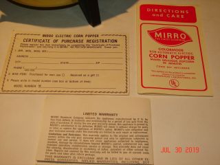 Vintage MIRRO Harvest Yellow Electric POP CORN POPPER - 4 QT M - 9235 - 45 3