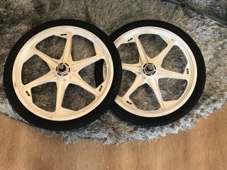 Old School Vintage Bmx Freestyle Gt Performer White Mags With Dino Tires