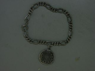 Vintage Daughters Of The American Revolution Silver Charm W/ 8 " S/s Bracelet