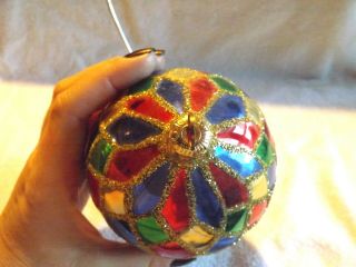 RARE Vintage Christopher Radko Harlequin Ball Glass Ornament Boxed 5